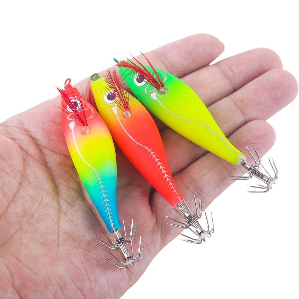 80mm 7g Squid Jig Artificial Calamar with Sound Beads Slow Sinking Lure Sea Fishing Lures Octopus Bait Wood Shrimp Sea Fishing
