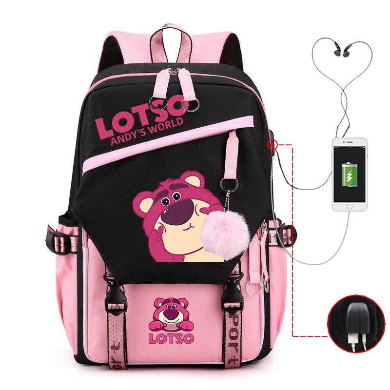 Cute Xiaoqing Strawberry Bear Peripheral High-Value Backpack Lightweight Student School Bag