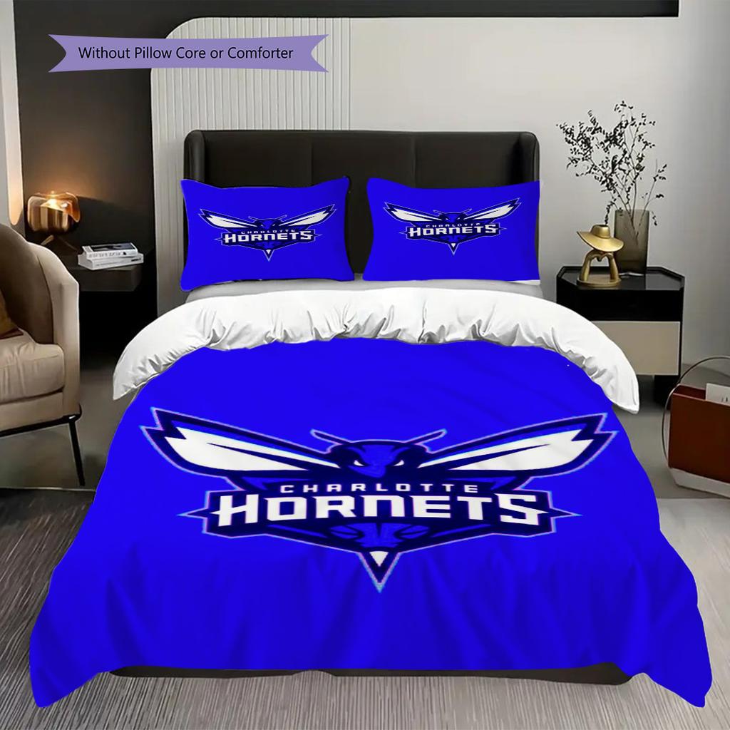Queen City Hornets Dynamic Basketball Spirit Bedding(1 * duvet cover + 2 * pillowcase, without core)Bedding set Duvet cover and pillowcase