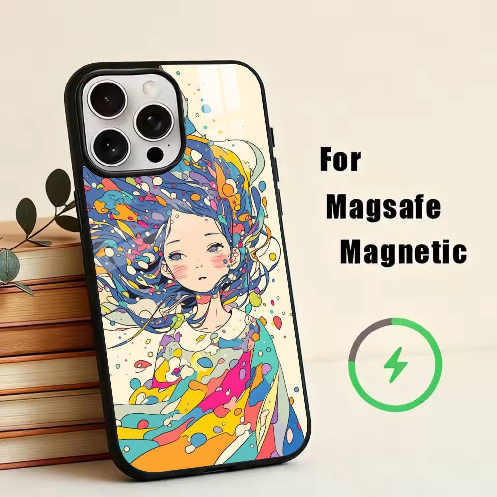 C-Cartoon illustration  Phone Case For iPhone17,16,15,14,13,12,11 Plus,Pro Magnetic For Magsafe Wireless Charging