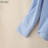 ZANZEA Camicetta casual da donna a righe con scollo a V larga a maniche lunghe