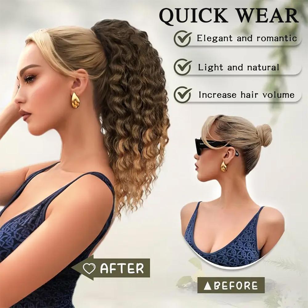 MERISIHAIR Synthetic Loose Long Curly Ponytail Wig High Temperature Fiber Extensions Easy To Wear Ponytail For Women Daily Wear