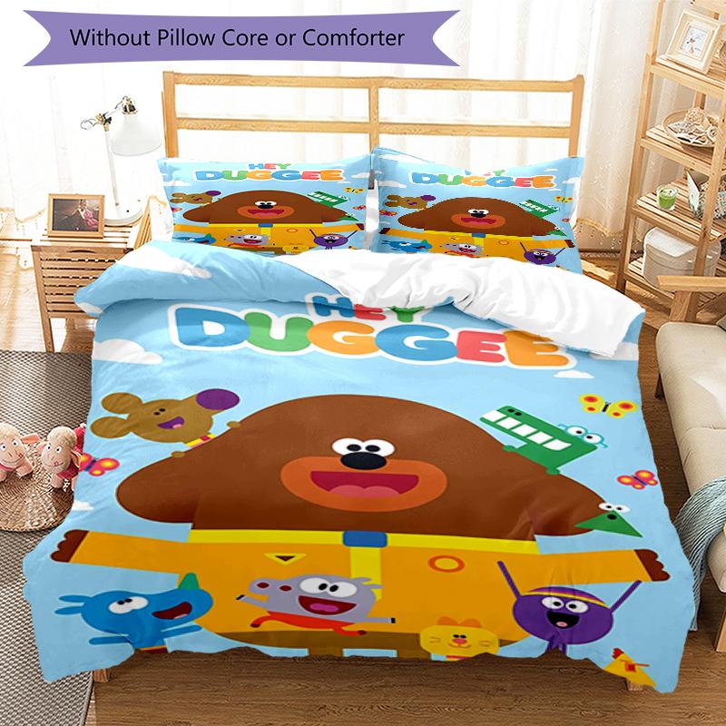 3pcs Hey Duggee3 Design Cover Set - HD Printed Bedding with 1 Cover and 2 Pillowcases - Perfect for Home and Dorm Decor