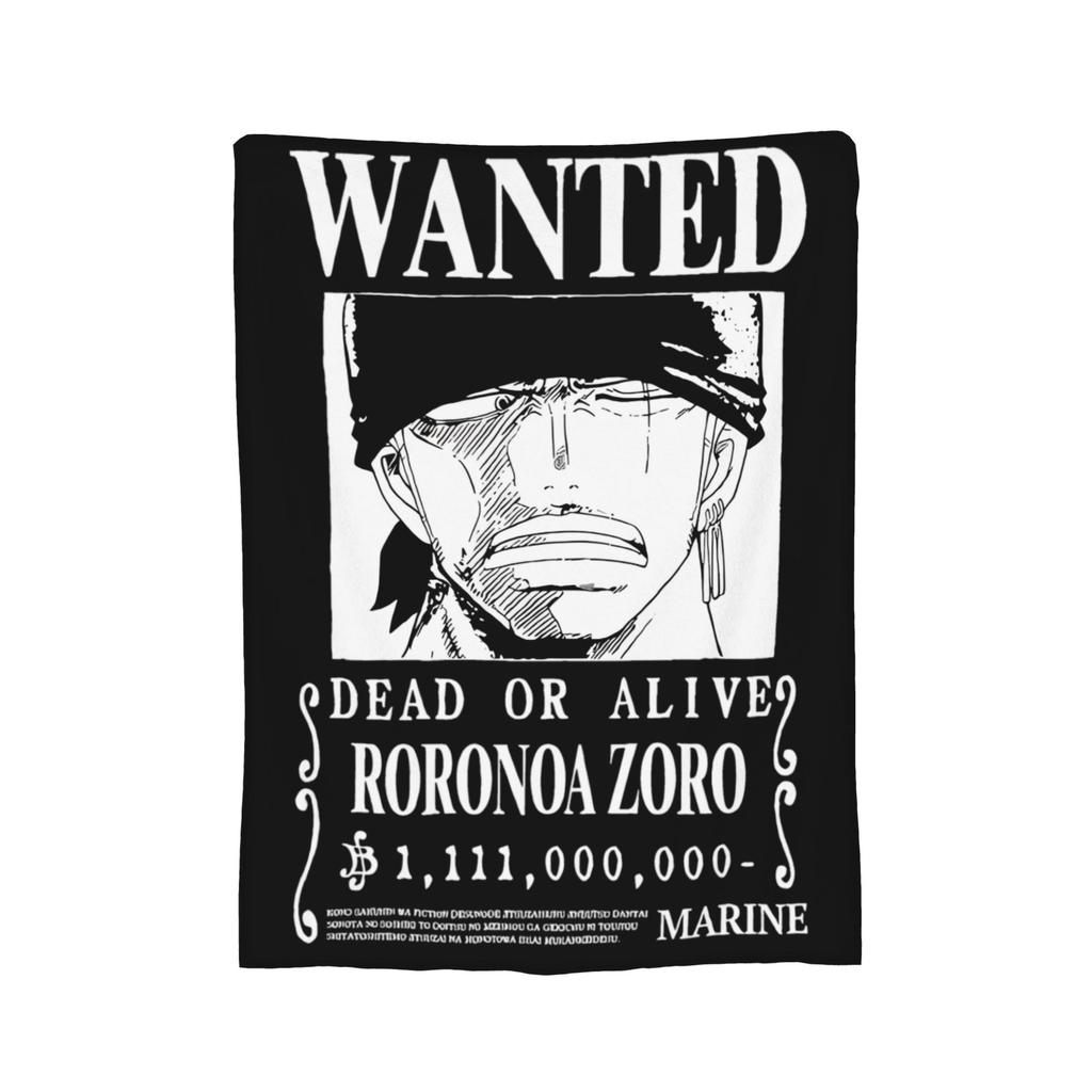 Zoro Wanted Luffy Anime Blanket Flannel Throw Blanket Bedroom Sofa Printed Ultra-Soft Warm Bedsprea,