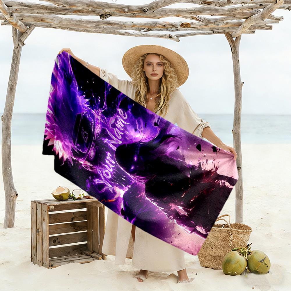 Naruto Character Personalized Name Beach Towel High Absorbency & Quick-Dry Ideal for Travel Outdoor Swim Pool Yoga Surf Camping Hiking Gym Gift Holida