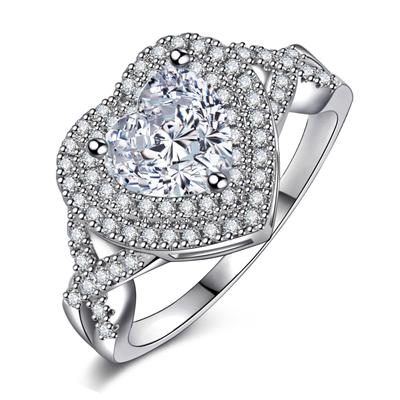 2026 Full Diamond Heart Shaped Ring with Micro Inlaid Heart Shaped Diamond Engagement Ring