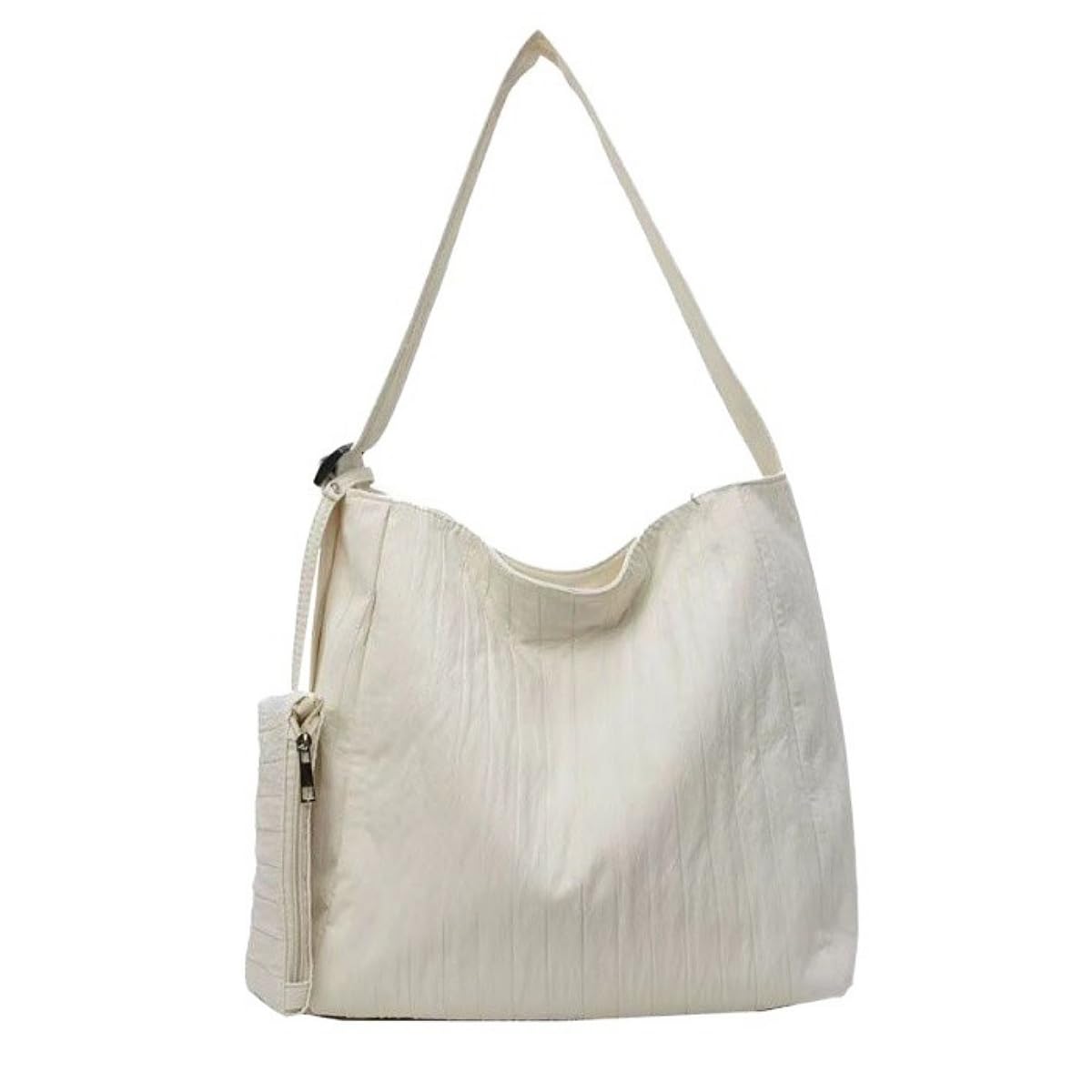 

ENJHIKE Women s Shoulder Bag, Tote Bag, Crossbody Bag, Lightweight, Large Capacity, Mini Pouch, Perfect for Commuting, School, and Travel, White,