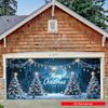 2D door banner, 1 piece, 2D banner, Christmas garage door banner, Christmas tree and colorful light pattern, polyester material