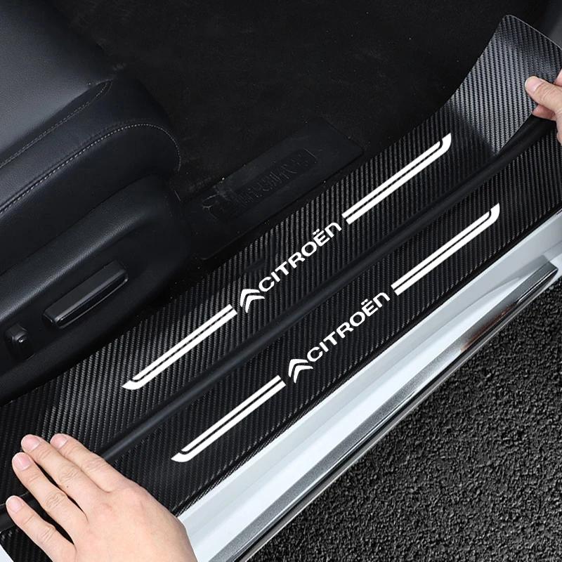 Carbon Fiber Car Door Sill Protector Stickers for Citroen Xsara DS4 DS5 DS3 C3 C2 C5 C1 Berlingo Jumpy Grand Picasso C4L Saxo