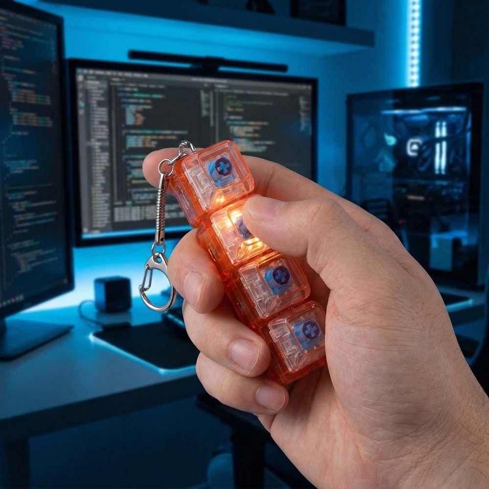 Funny Crystal Keycap Pendant Luminous Mechanical Keyboard Keychain  Holiday Gift