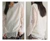 Elegant 3D Embroidered Lace V-Neck Double-Layer See-Through Top for Women