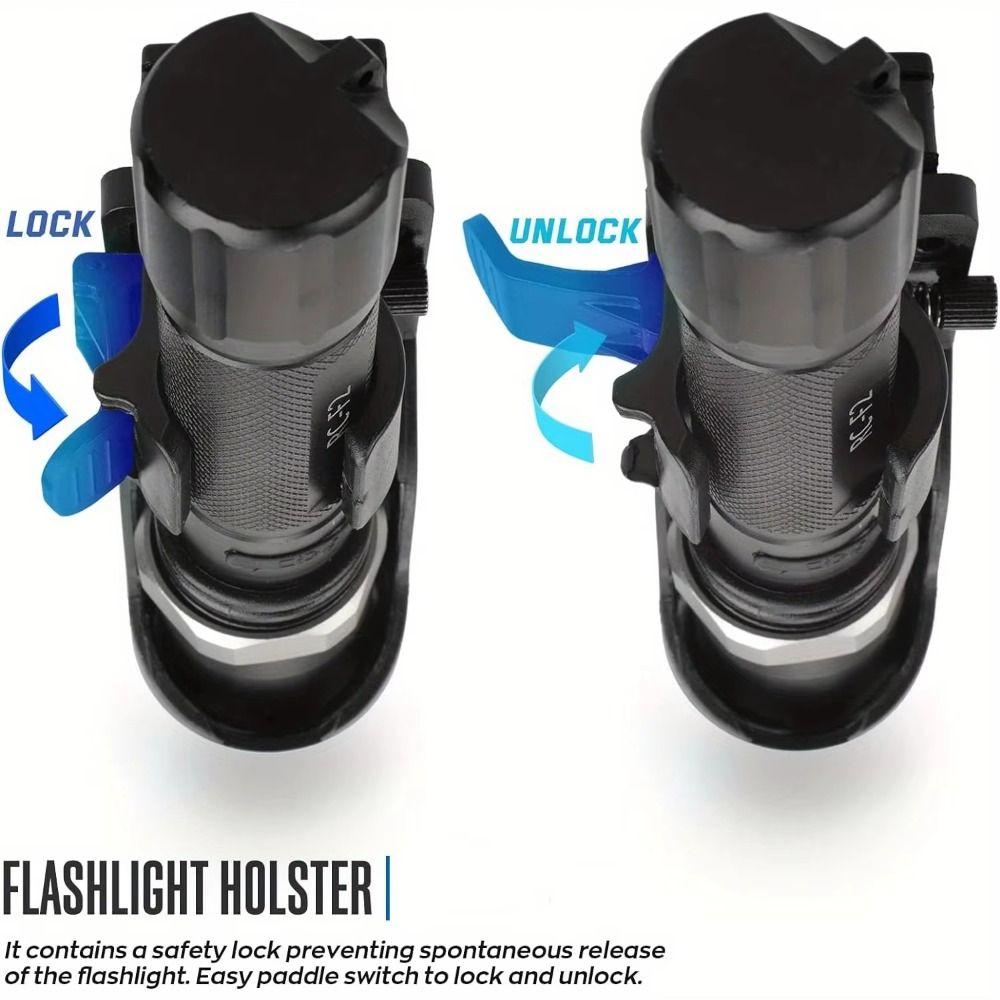 With Lever Side Lock Flashlight Belt Holder 360° Rotating Flashlight Cover  Storing a Flashlight