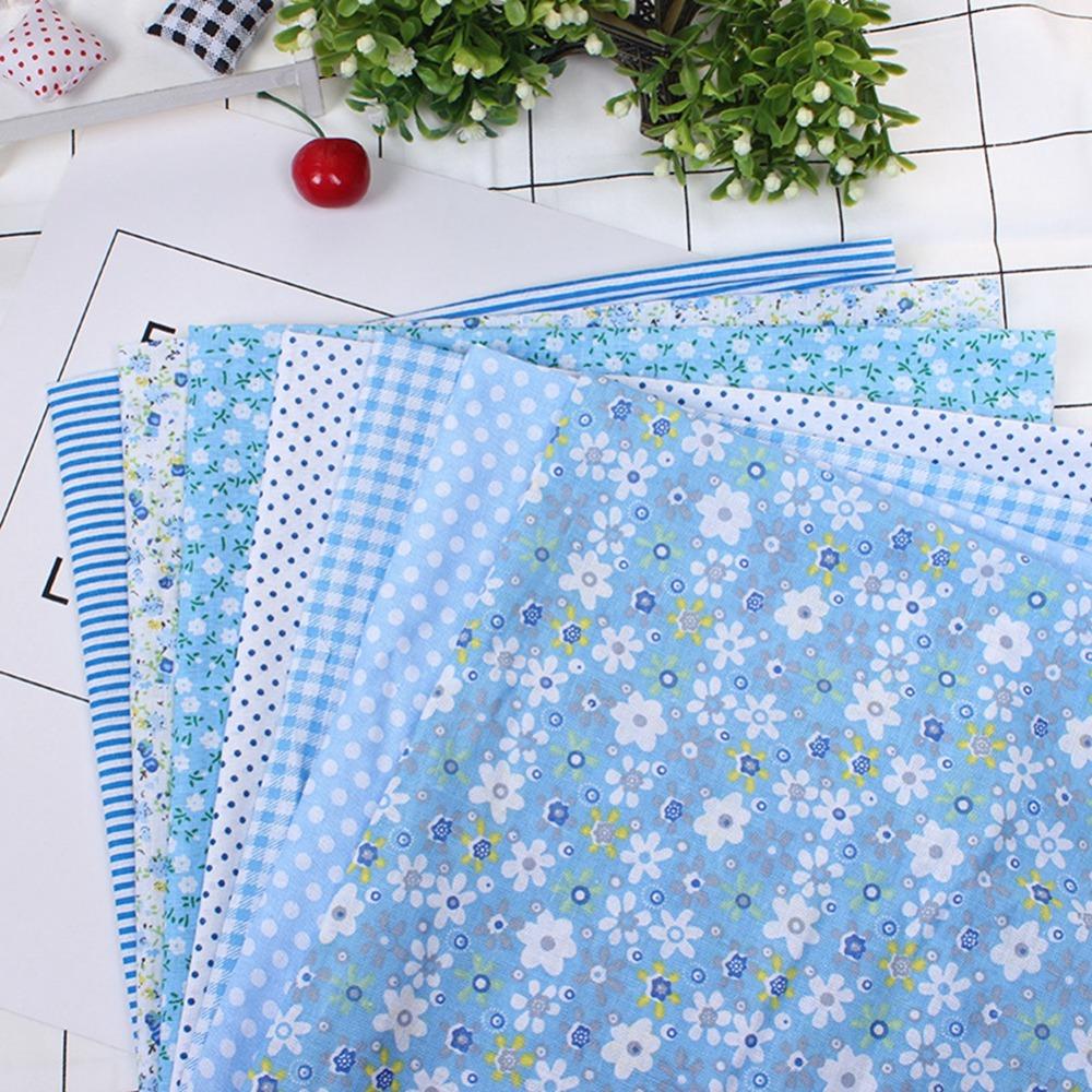 7Pcs Blue floral pattern Fabric Bundle Quilting Fabric  Hand quilt production