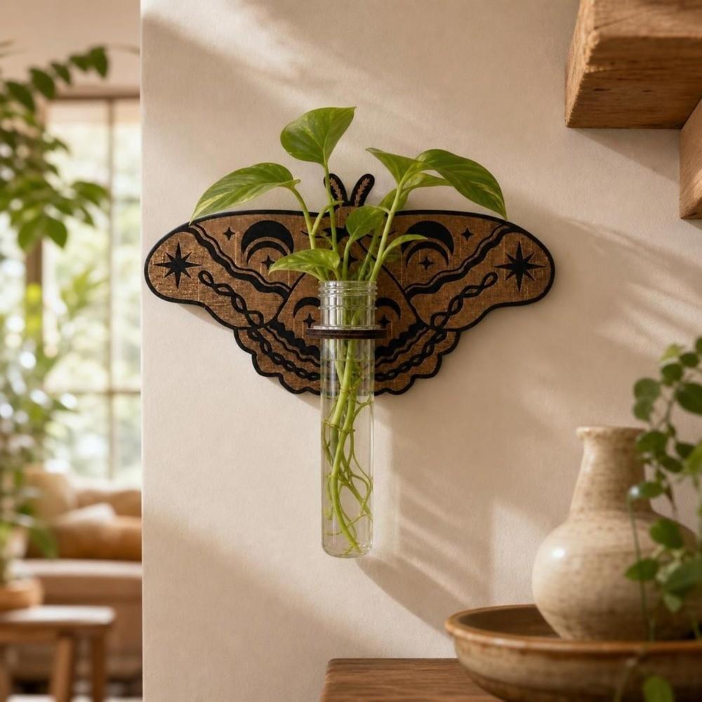 Wooden Hydroponic Planter Shelf Vase Wall Decoration Wall Shelf Flower Pot Indoor Plants