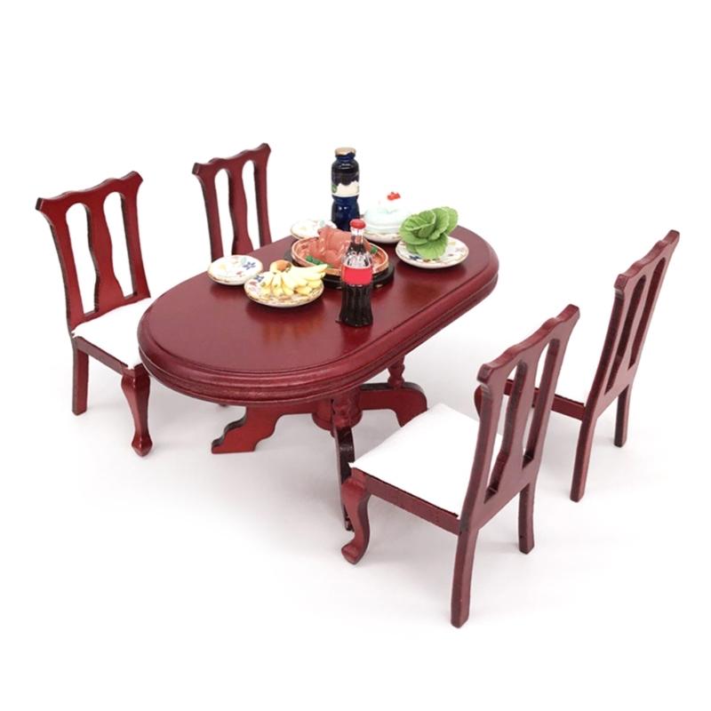Doll House Chair Table Model Dining Set Realistic Table Dollhouses Chair Realistic Play Chair Realistic 1:12 Model Toy