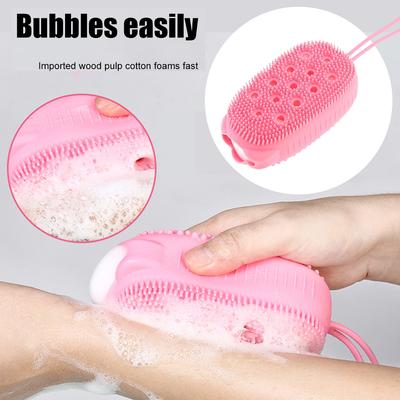 Cepillo de baño de burbujas de silicona, cepillo de masaje de ducha exfoliante, cepillos de lavado corporal de doble cara