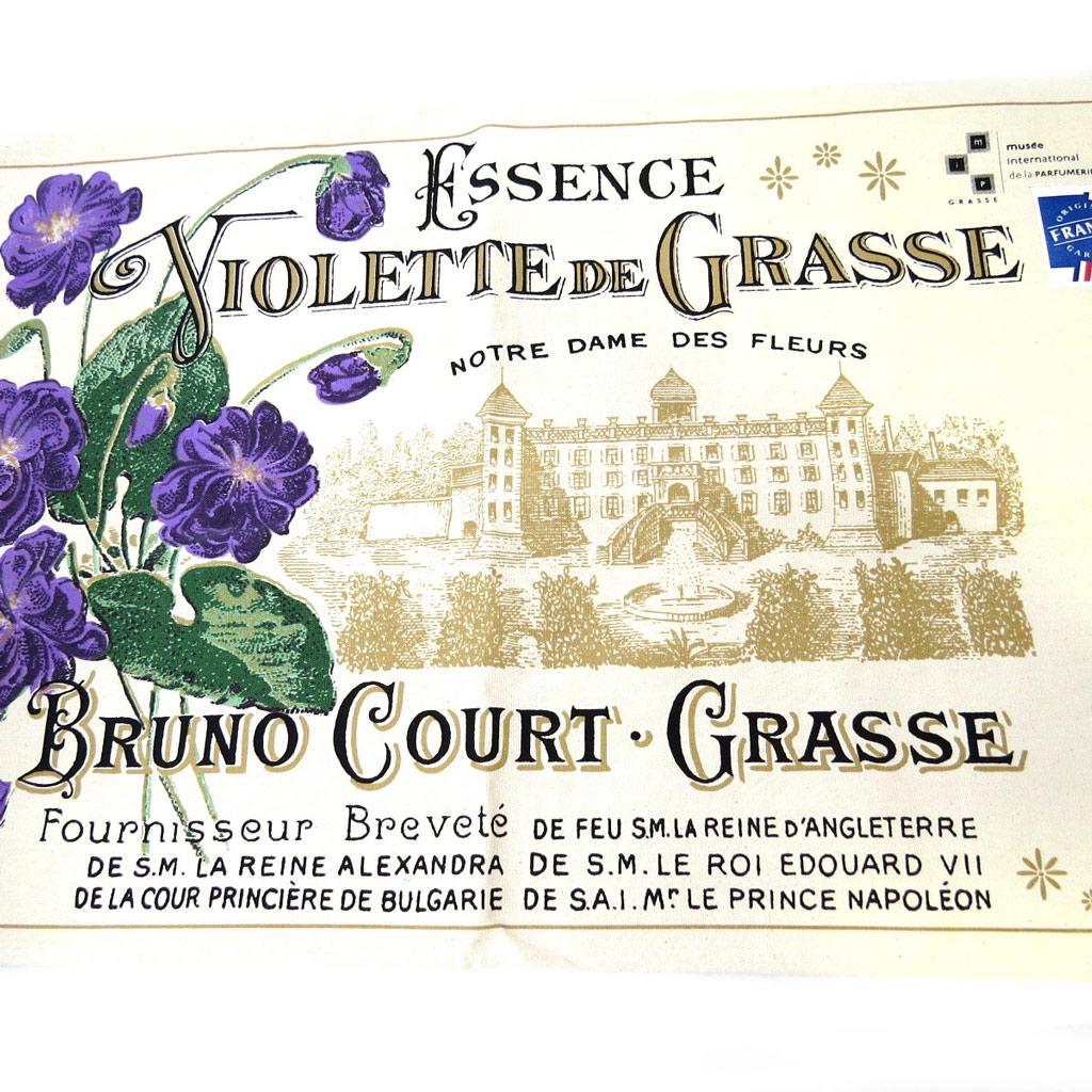 Les Trésors De Lily [L5902] - Designer Tea Towel 'Violette De Grasse' Beige Purple