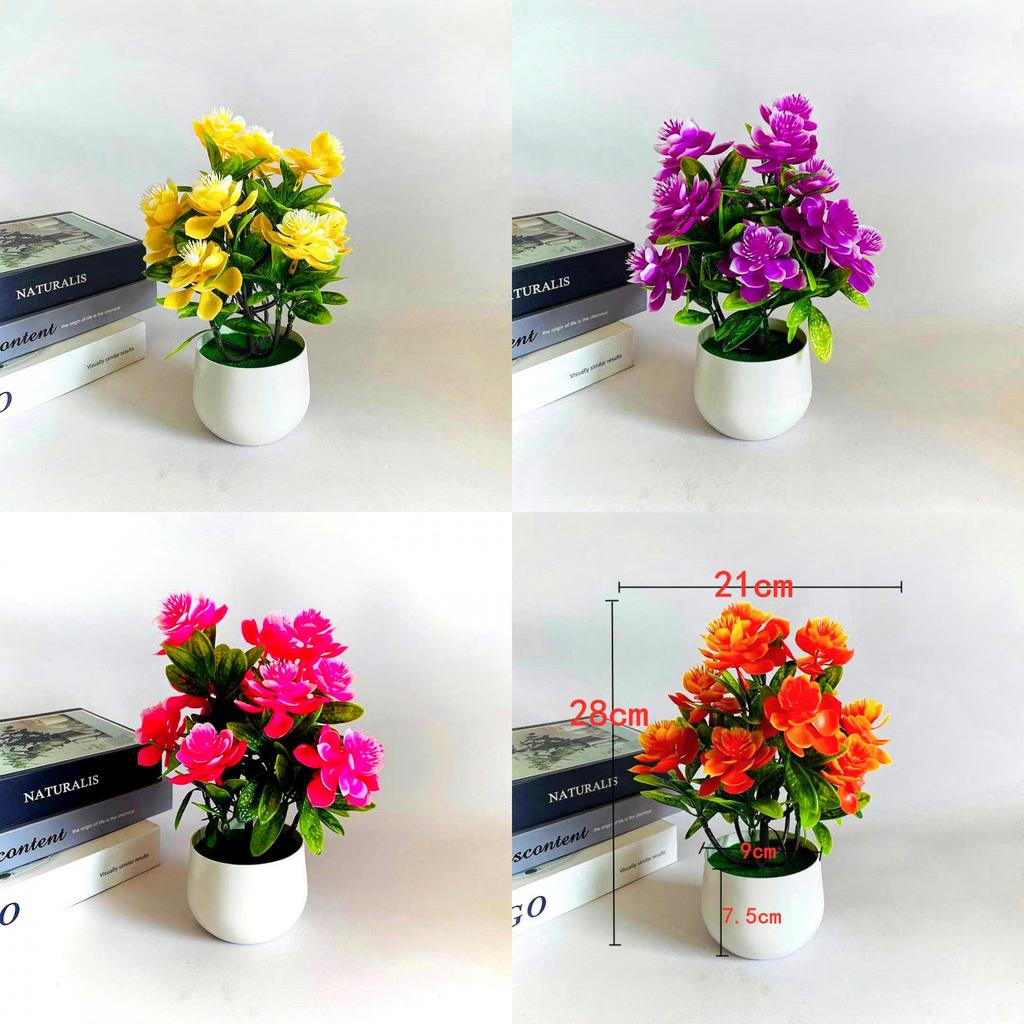 Artificial Plant Pot Yellow Pink Purple Orange Blooms For Home Decor