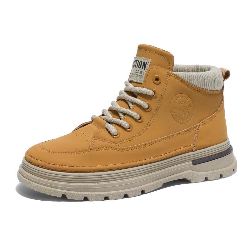 Men's Autumn High-Top Leather Martin Boots: Trendy, Thick-Soled Korean Style Casual Shoes