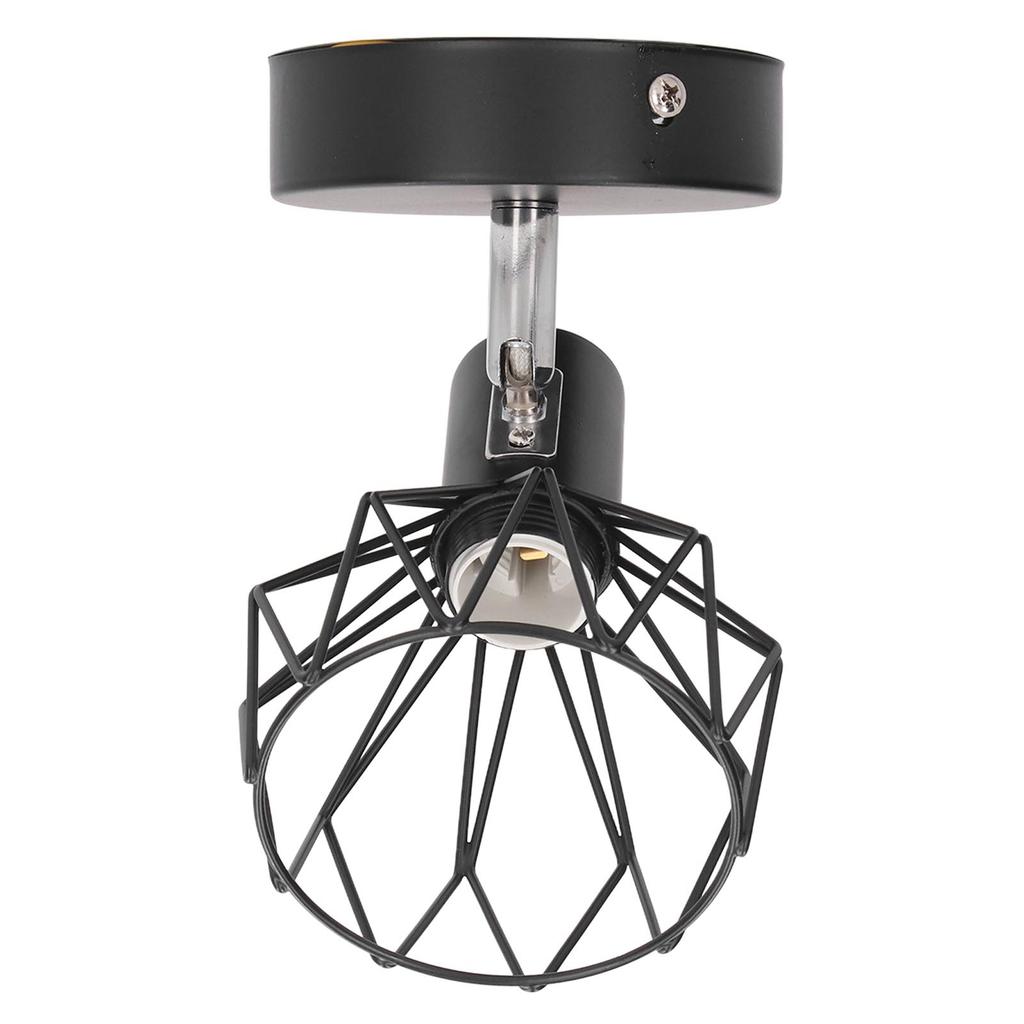 Wall Lamp Holder with Metal Cage E14 Industrial Style Metal Vintage Wall Sconce Holder Matte Black