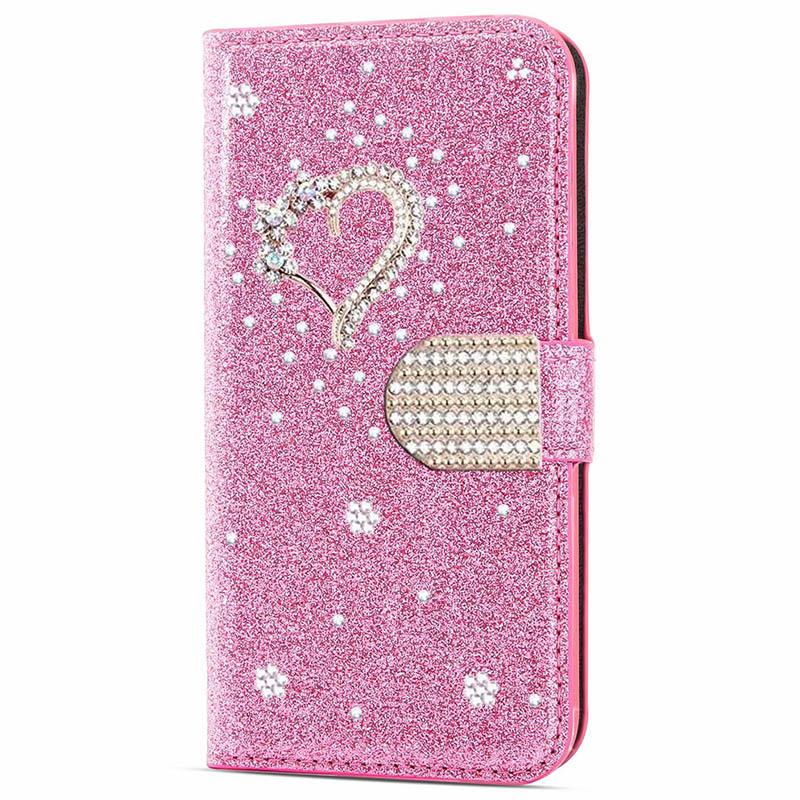 Mirdzošs ādas maciņš-case priekš Samsung Galaxy