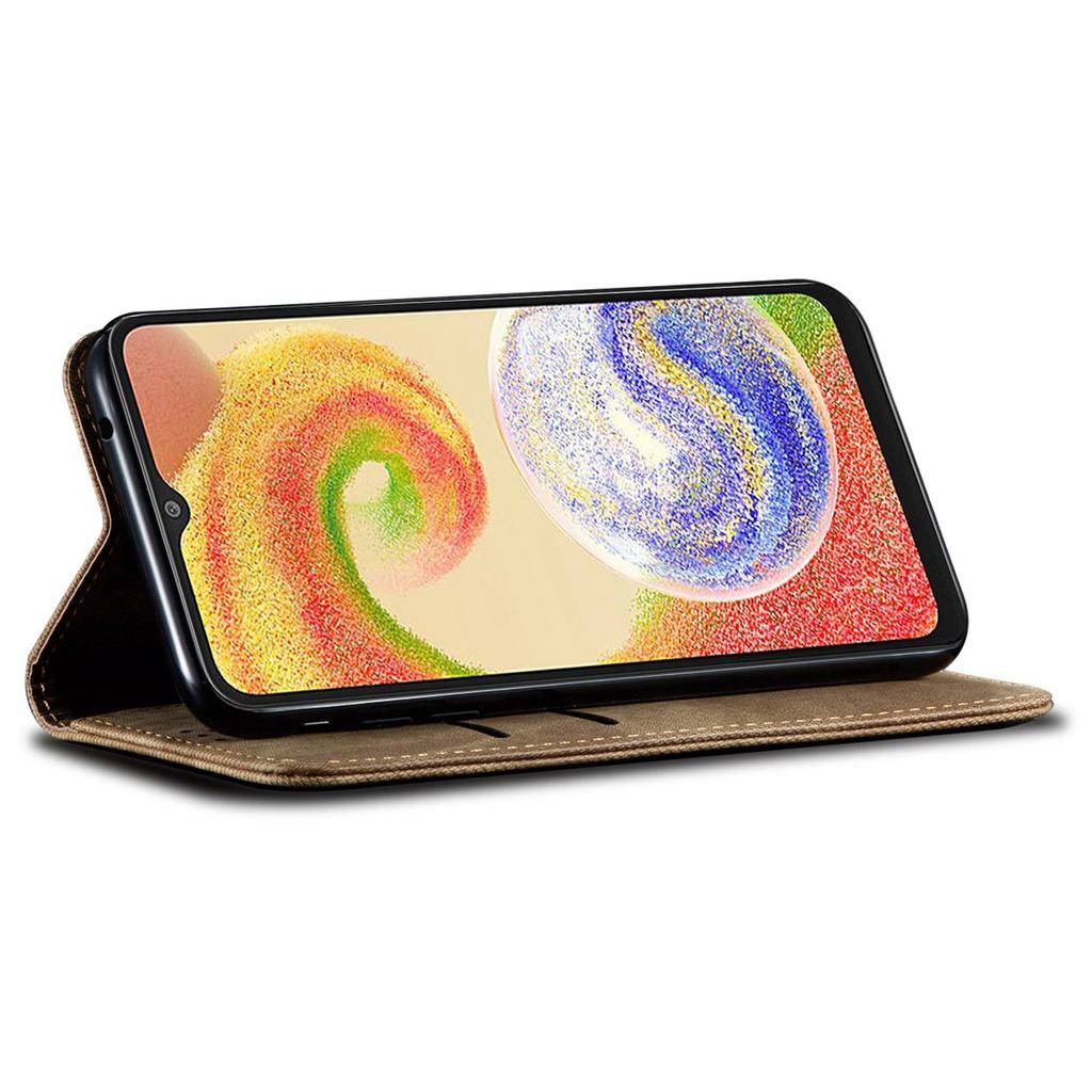 Para Samsung Galaxy A06 4G Capa Textura de Tecido Jeans Anti-Arranhões Couro Suporte Capa de Telefone