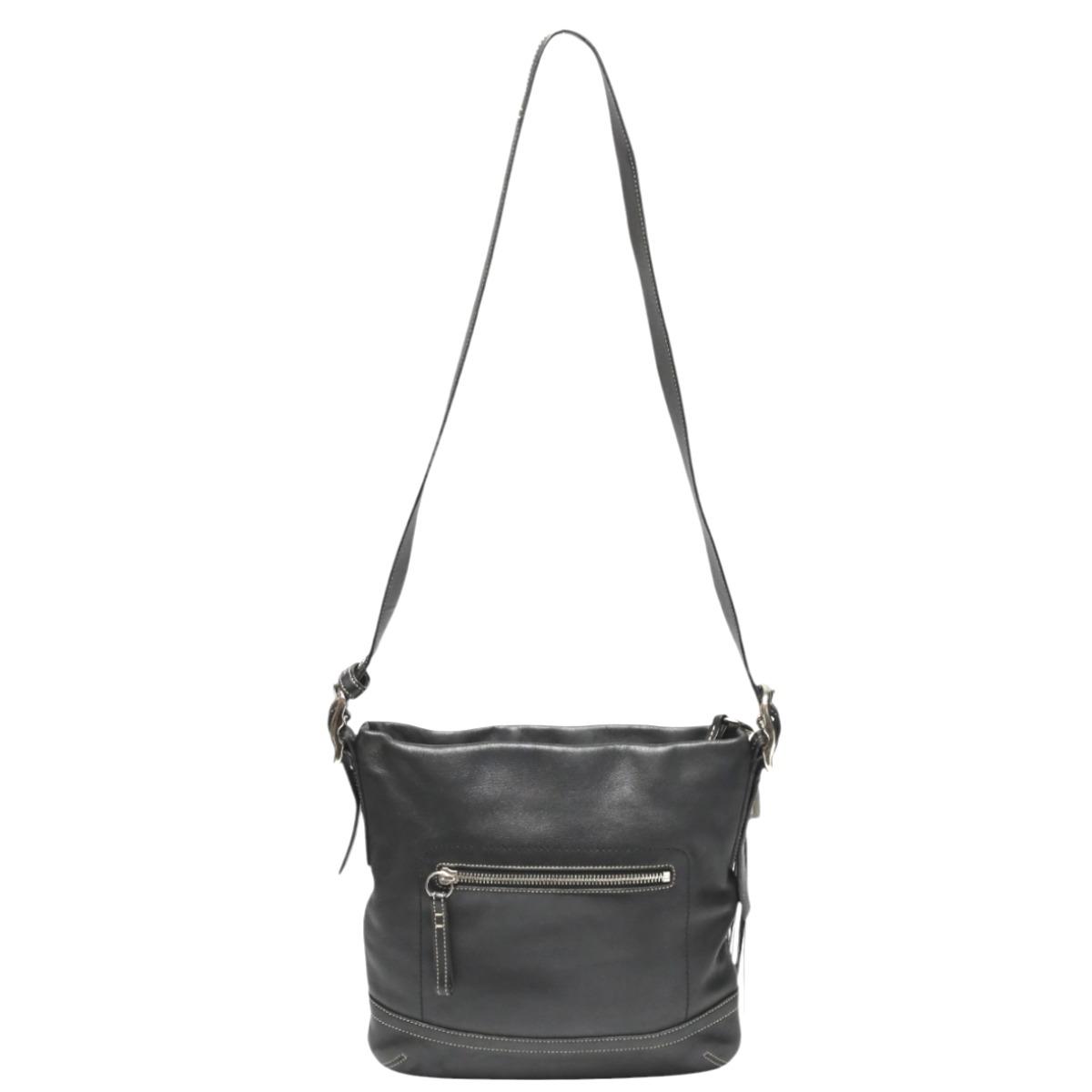 COACH Diagonal bag Shoulder 1415 Shoulder Bag leather black Used