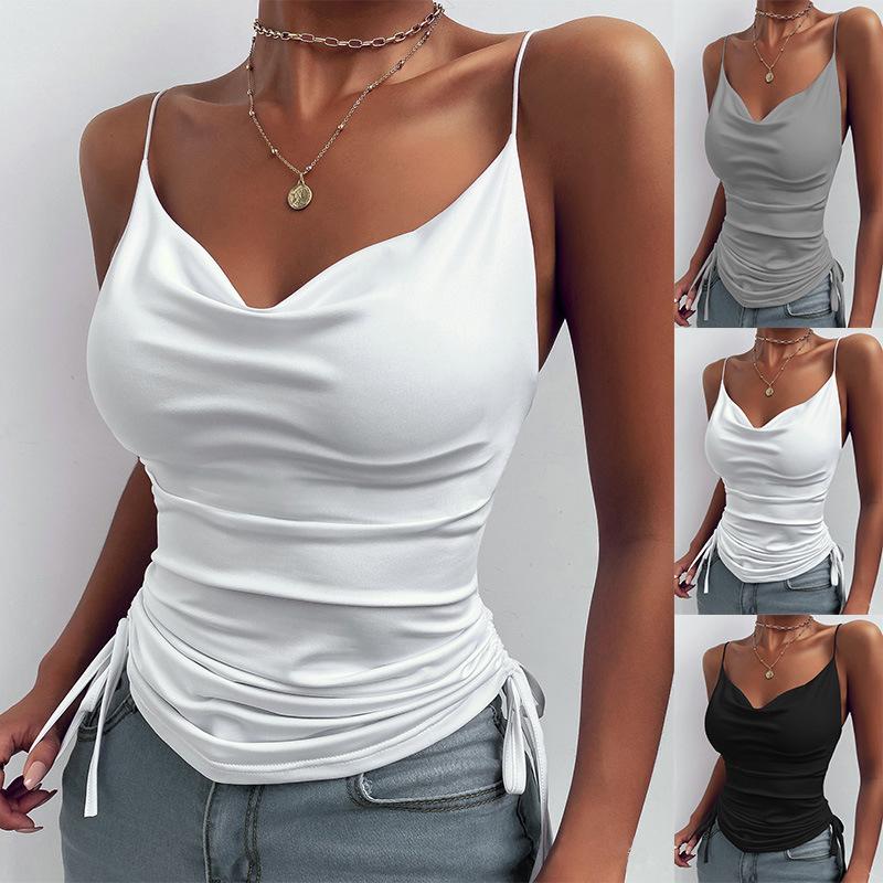 

Women s Summer Sling Solid Color Deep V Neck Vest