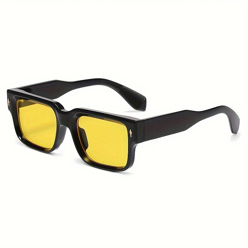 

Vintage Square Fashion Glasses, Wide Tortoise Thick Frame Full Rim Glasses, Non-Prescription Retro Glasses жовтий