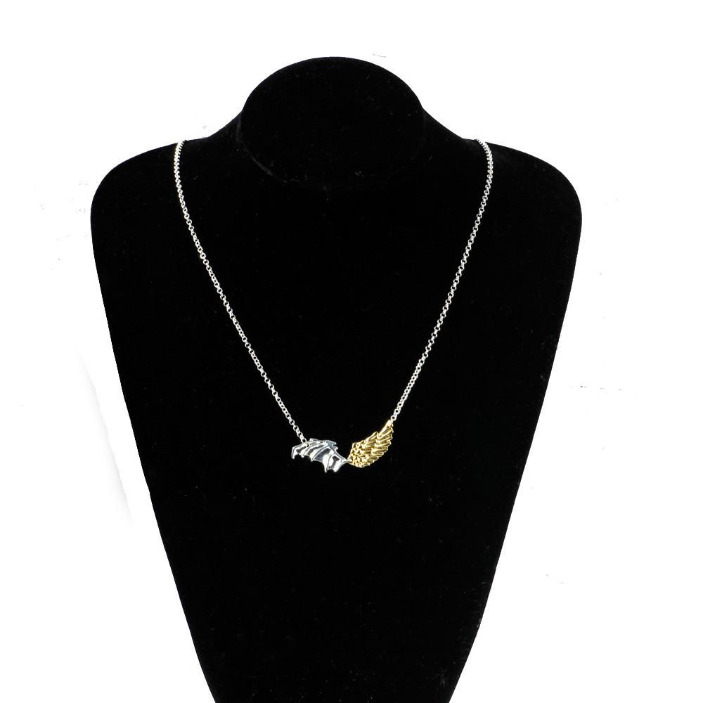 Trendy 2021 Two-tone Plated Wing Necklace For Women Stylish Geometric Sweater Jewelry Accessory