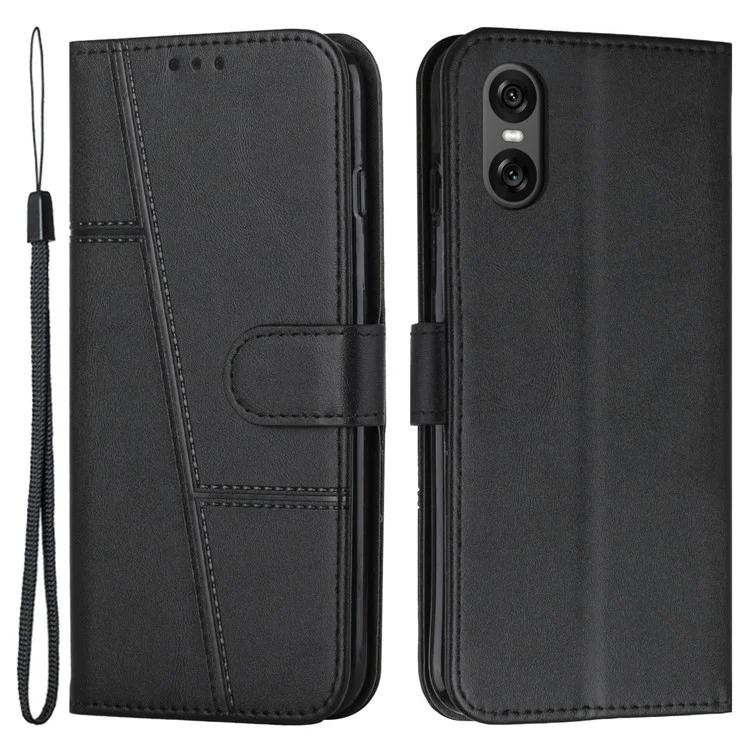 

For Sony Xperia 10 VI Case Calf Texture Fully Wrapped PU Leather Cell Phone Cover