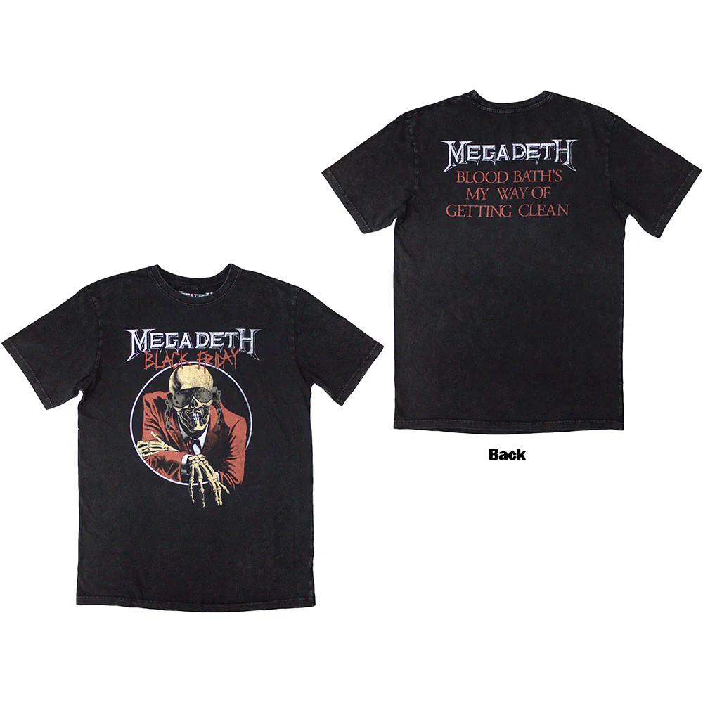 Megadeth Stone Wash T-Shirt: Black Friday (Back Print) OFFICIAL NEW XXL