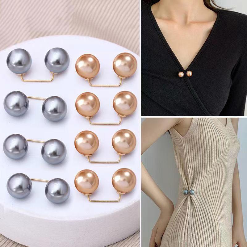 Dobbel Faux Pearl Lady Brosje Dress Jakke Cardigan Pin Spenne Enkel Elegant Faux Pearl Brosjer Utsøkt motesmykkedekorasjon