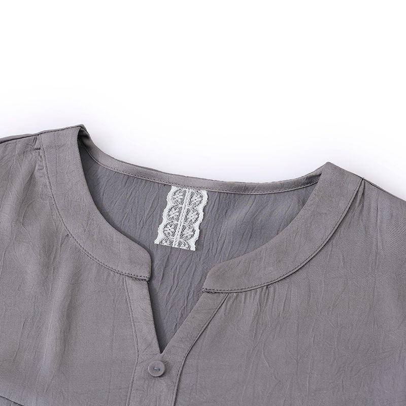 2026 Mom's Summer Mid-Sleeve Chiffon Blouse & Top Two-Piece Set for Middle-Aged and Elderly Women