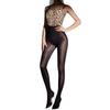 Sexy Ultra-Thin One-Piece Strap Leopard Lace Aurora Garter Stockings Erotic Black Silk Lingerie Stockings