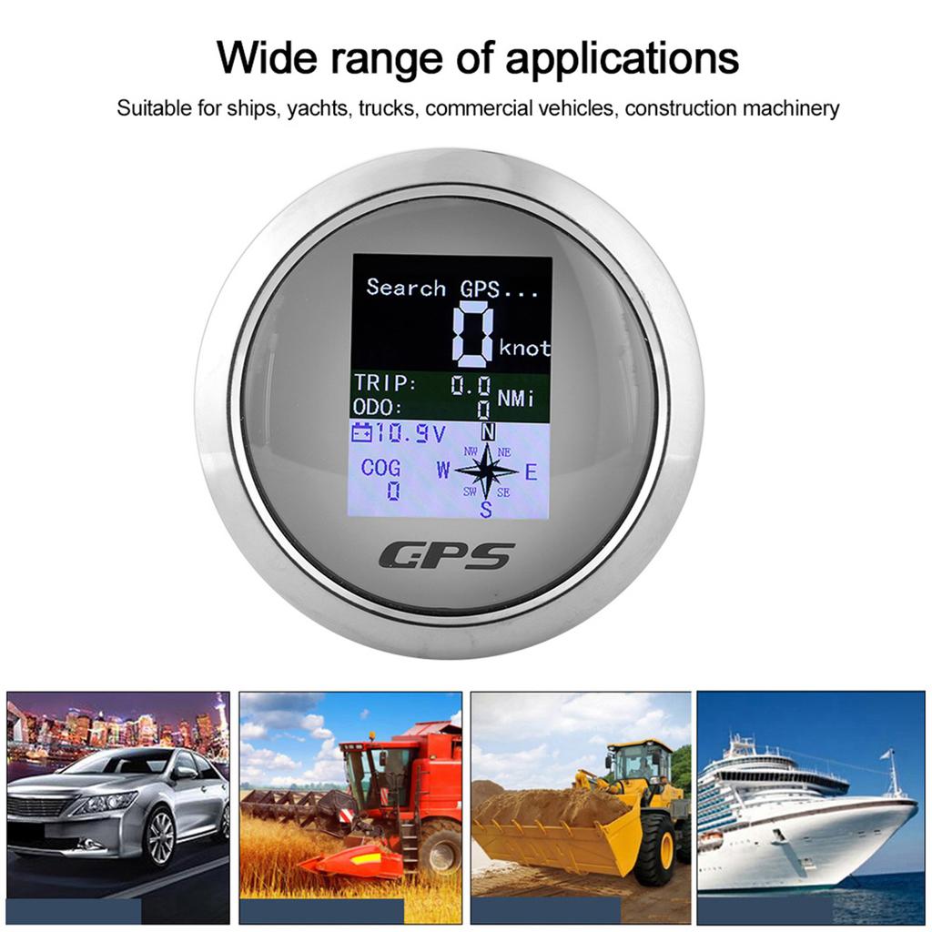 85mm GPS Digital Gauge Stainless Steel Waterproof Universal Dashboard Meter for Car Boat Marine Engineering Vehicle