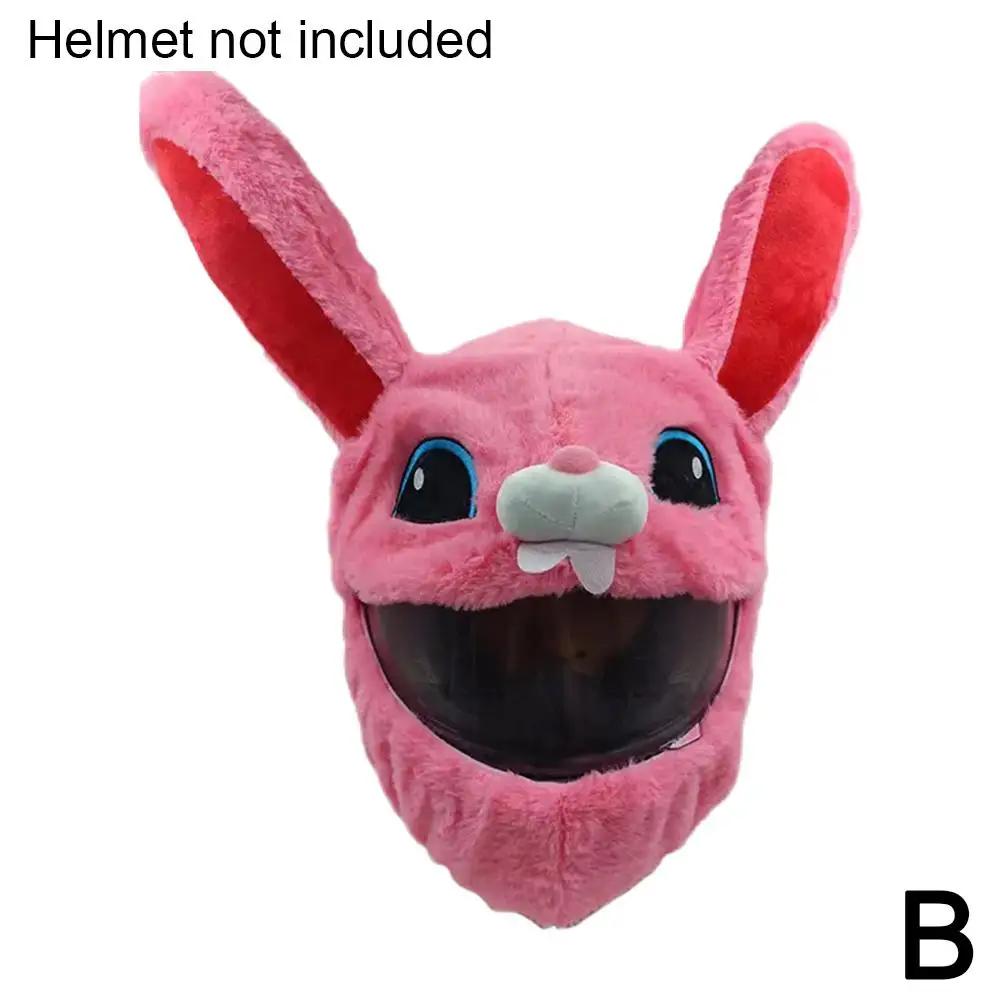 

Чехол для мотоциклетного шлема с мультяшным плюшевым кроликом, подходящий для полнолицевого шлема, аксессуары для мотоциклетного шлема, украшение E6C9