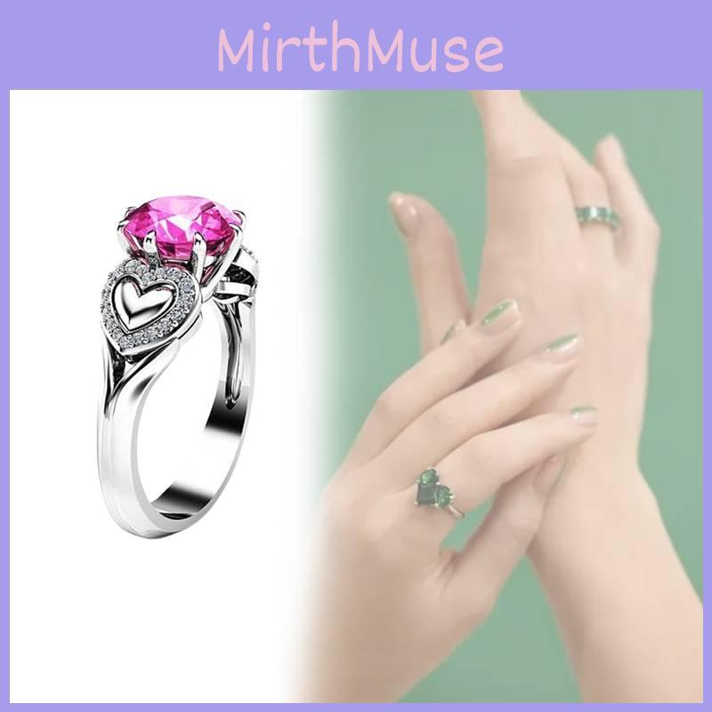 Bague Tendance en Forme de Cœur avec Cristal Zircon Rose et Anneau Réglable Plaqué Argent pour Femmes