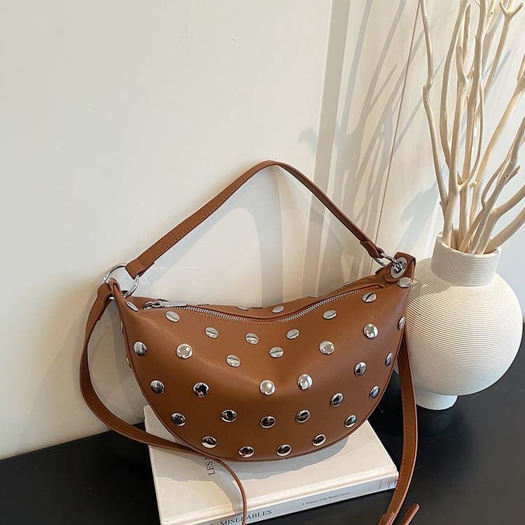 Rivet Crescent Armpit Bag Shoulder Messenger Women's Bag