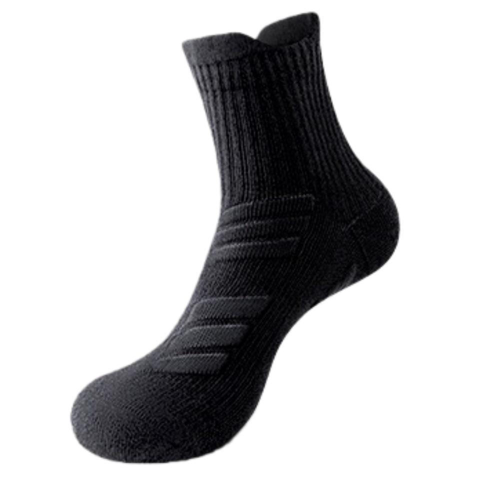 Men's Mid-Calf Running Socks - Thickened, Odor-Resistant, Autumn/Winter Style for Marathon and Basketball (Plus Size)