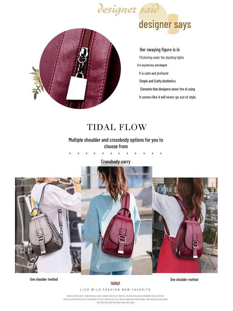 Chic Women's Korean-Style Minimalist Soft Leather Backpack – Simple, Large Capacity, Casual Design