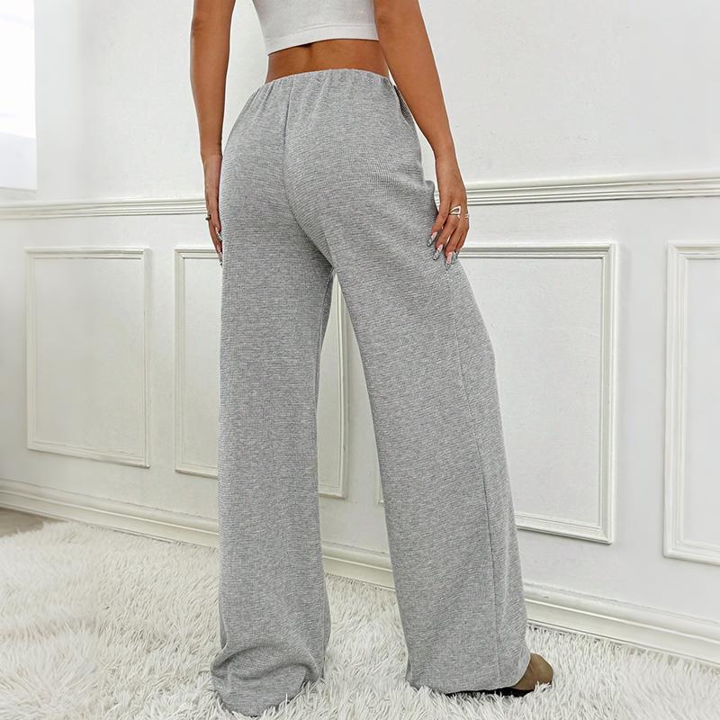 Women Spring Summer Casual Sport Drawstring High-Waisted Stripedd Straight-leg Pants