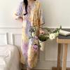 1011 new cotton and silk nightdress women's summer short-sleeved pajamas cartoon pony element long loose cotton silk skirt can be worn outside