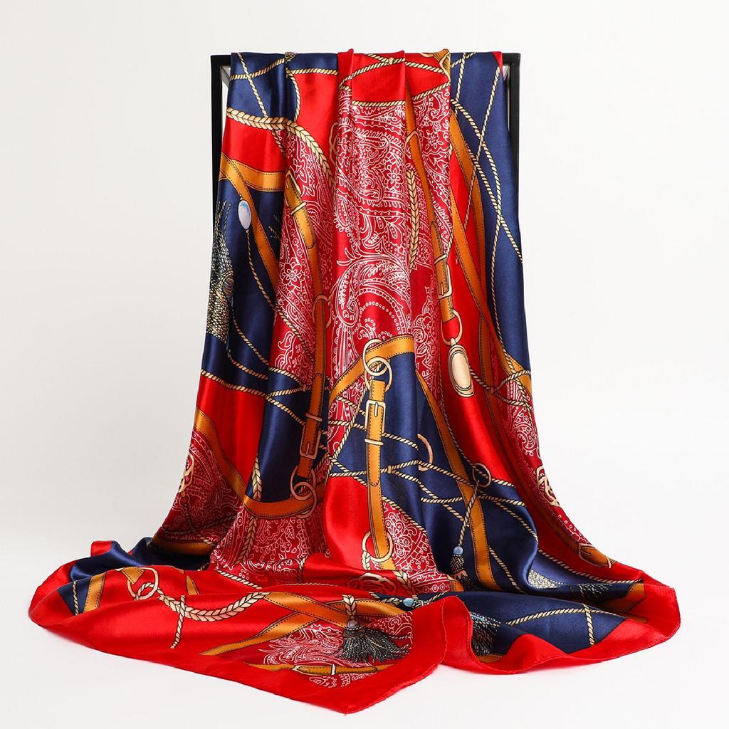 Color Block Silk Square Scarf - Versatile Women's Accessory for All Seasons, Perfect for Neckwear and Sun Protection
