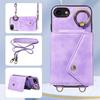 Per iPhone 6/6s/6Plus/7/8,7Plus/8Plus,iPhone SE (2020/2022) Tracolla Corda Anello Staffa Design Porta Carte Slot Copertura con Texture Litchi Custodia per Telefono