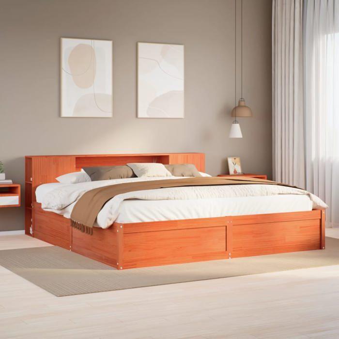 VidaXL Bed Frames Without Mattress Wax Brown 180x200cm Solid Pine Wood, Bed, Solid Wood Bed Frame, Bedroom Furniture 3323409