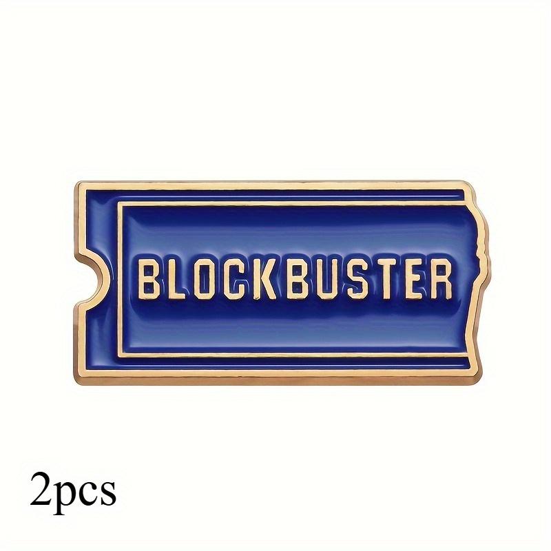 2pcs Blockbuster Video Enamel Pins - Retro Movie Ticket Design Golden & Blue Enamel Brooch Lapel Pin for Backpacks, Jackets, Bags - Nostalgic Gift for 2pcs