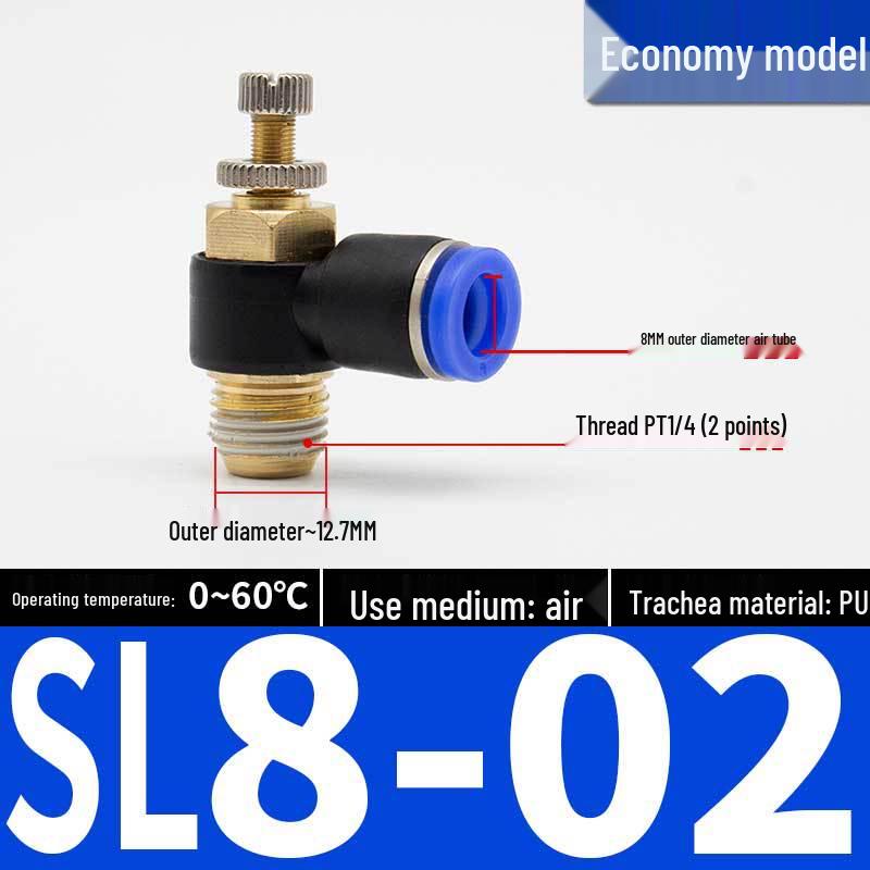 Connettori Pneumatici a Innesto Rapido: Raccordi per Tubi dell'Aria e Valvola a Farfalla con Controllo di Velocità SL4/6/8 per Cilindri