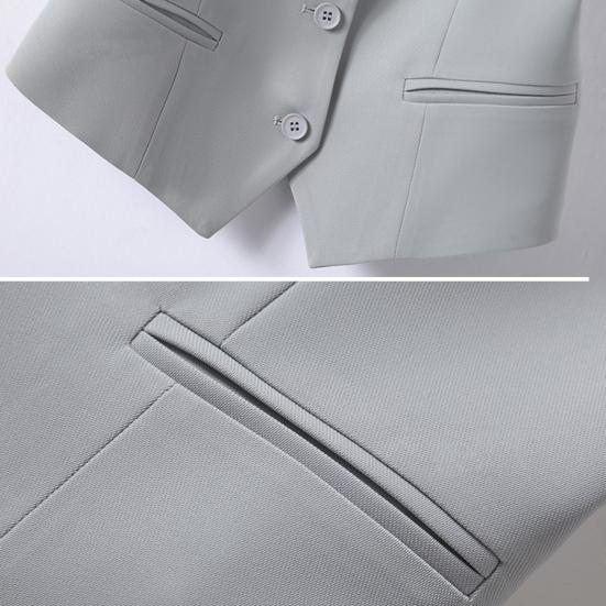Women Formal Vest V Neck Single-breasted Sleeveless Cardigan Solid Color Loose OL Commute Office Wear Waistcoat Lady Coat