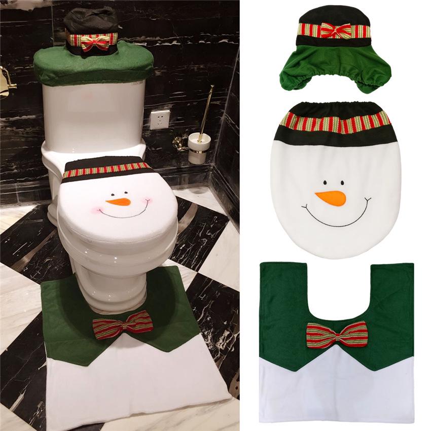 Cute Christmas Toilet Seat Covers Creative Santa Claus Bathroom Mat Xmas Supplies for Home New Year Navidad Gift Decoration